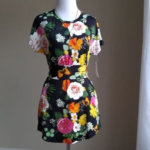 Lularoe Mitzi tunic-floral 🦋 pink orange black,XS